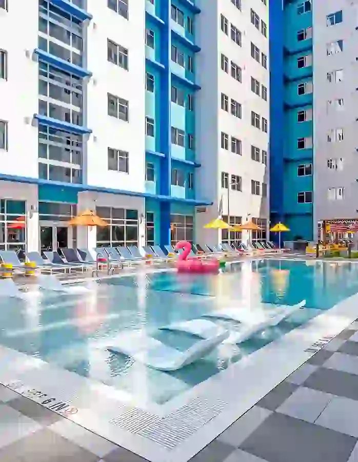 Sky sun deck with pool and cabanas