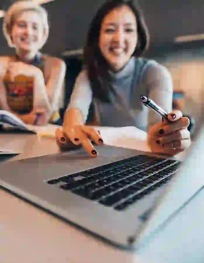 Students using wifi with laptop