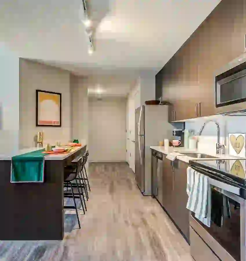 Premium student apartment kitchen with European style